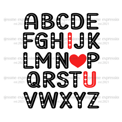 I Heart U Alphabet  -DTF Valentine's Day Graphic Sweater