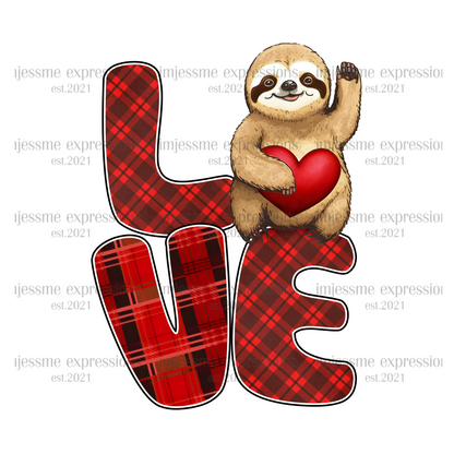 Sloth LOVE - DTF Valentine's Day Graphic Sweater